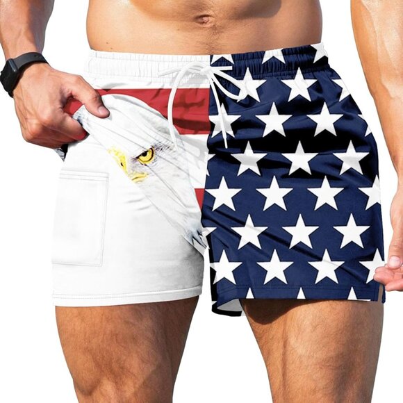 Men's Swim Trunks Bathing Suit 4 inch Inseam Quick Dry Swimsuit Beach Shorts wi